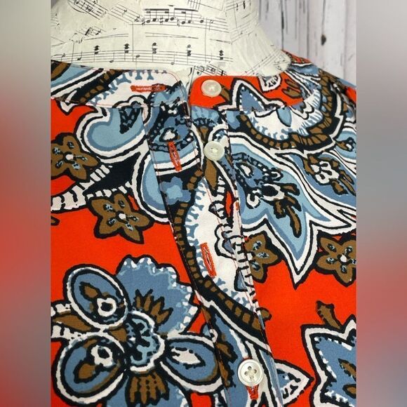 LOFT Coral Floral Shirt Dress Half Button Tie Belt PS - Picture 7 of 9